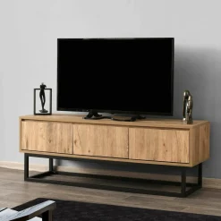 Porta TV quercia e nero 140x40x50h cm in legno - Ignazia