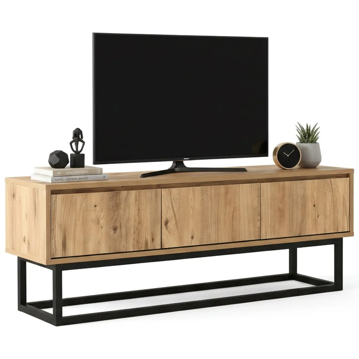 Porta TV quercia e nero 140x40x50h cm in legno - Ignazia