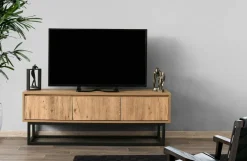 Porta TV quercia e nero 140x40x50h cm in legno - Ignazia