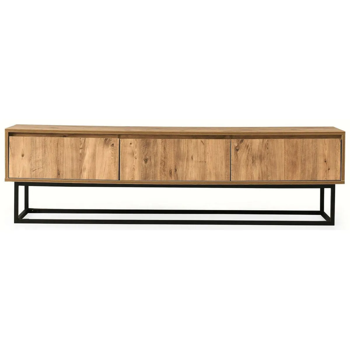 Mobili Porta Tv|Salotto > Dmora Porta TV quercia e nero 180x40x50h cm in legno - Ignazia Nero, Marrone Quercia