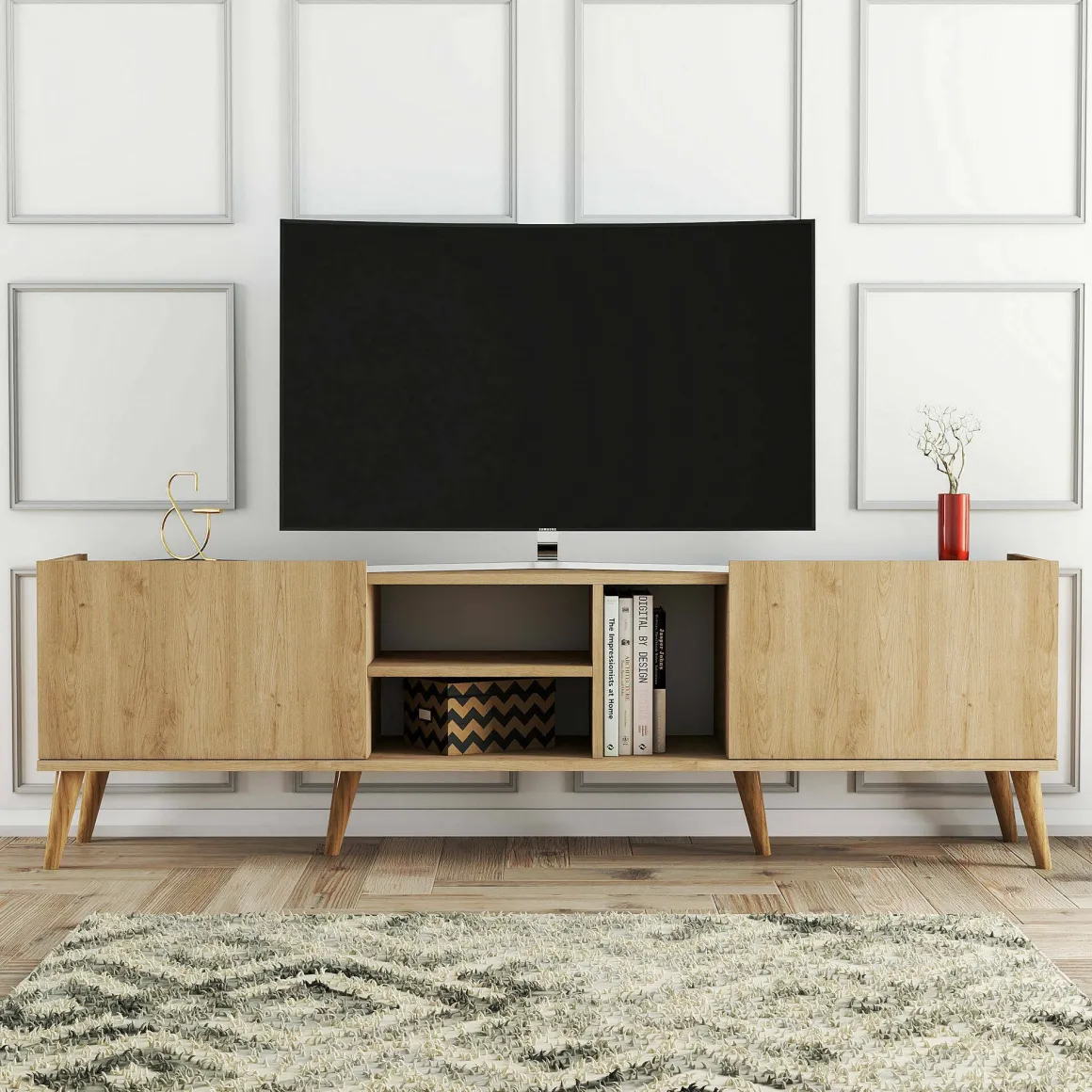 Porta TV quercia 180x34x52h cm 2 ante - Alberona