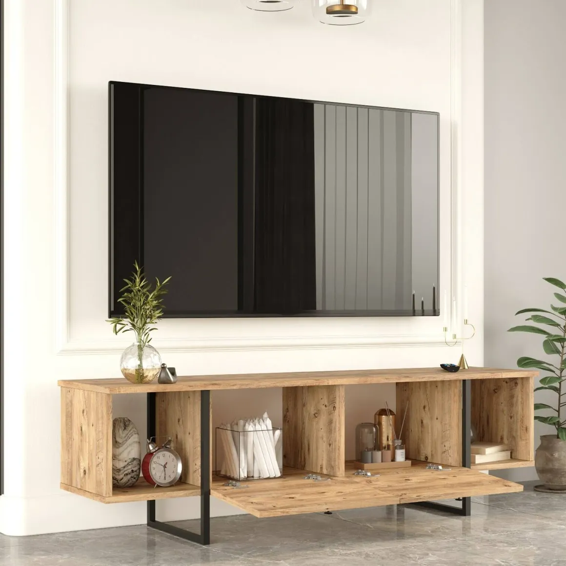 Porta TV quercia 160x40x47h cm 2 ante - Barzana