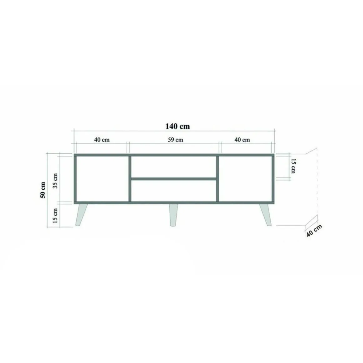 Porta TV quercia 140x40x50h cm 2 ante - Enrica