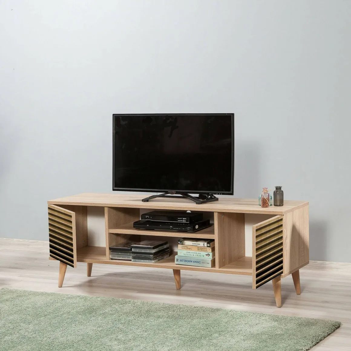 Porta TV quercia 140x40x50h cm 2 ante - Enrica