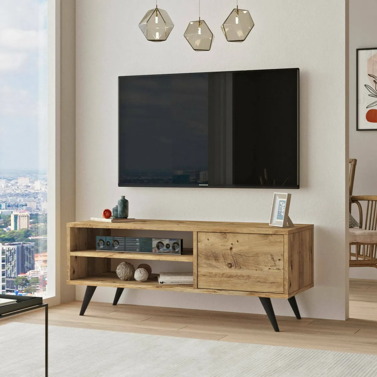 Salotto > Dmora Porta TV quercia 110x40x44h cm 2 ante - Max Marrone Quercia