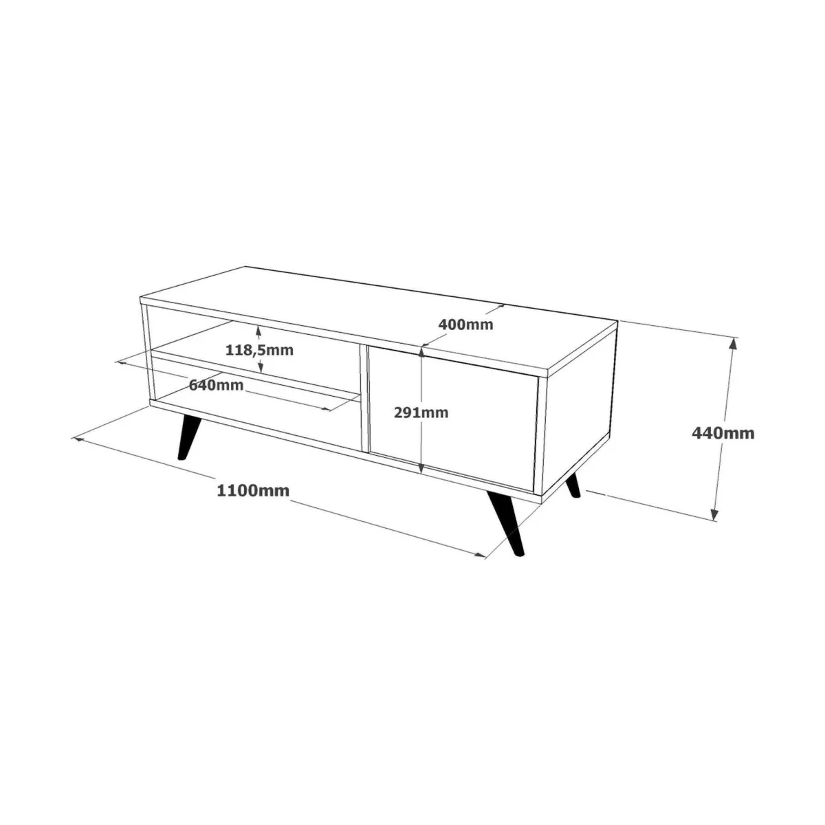 Salotto > Dmora Porta TV quercia 110x40x44h cm 2 ante - Max Marrone Quercia