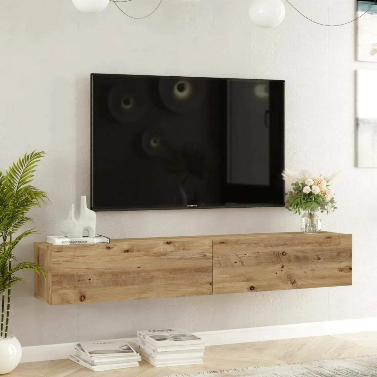 Mobili Porta Tv|Salotto > Dmora Porta TV quercia 180x31x29h cm 2 ante - Pavone Marrone Quercia