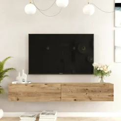 Mobili Porta Tv|Salotto > Dmora Porta TV quercia 180x31x29h cm 2 ante - Pavone Marrone Quercia