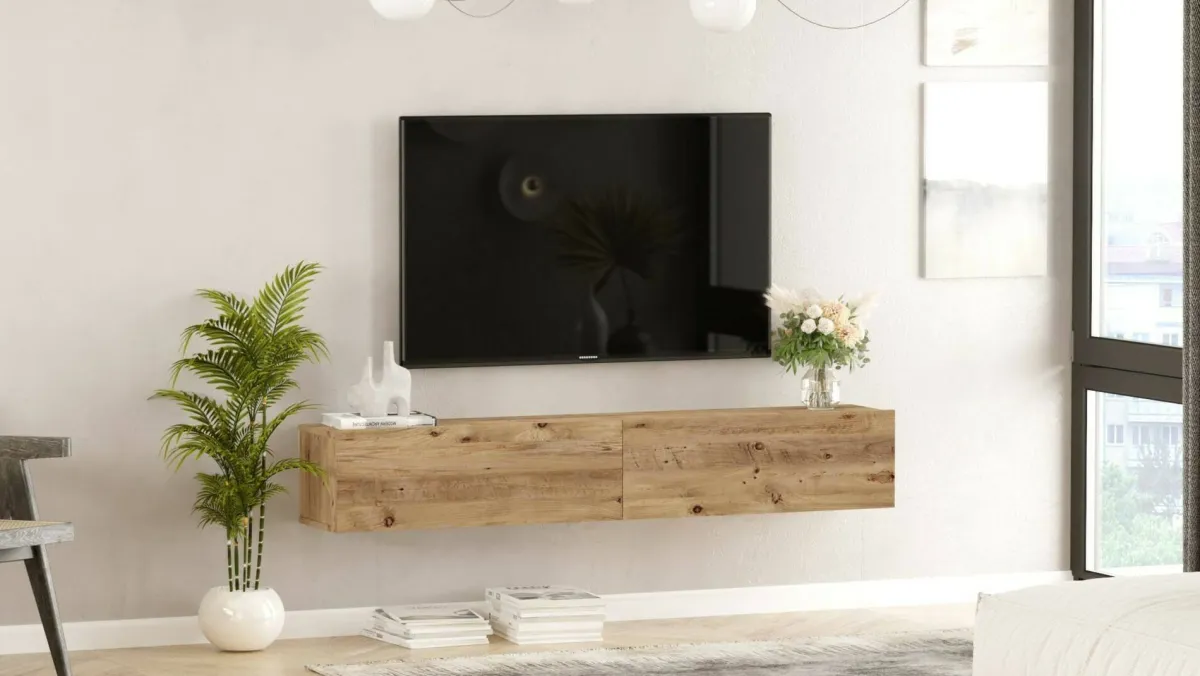 Mobili Porta Tv|Salotto > Dmora Porta TV quercia 180x31x29h cm 2 ante - Pavone Marrone Quercia
