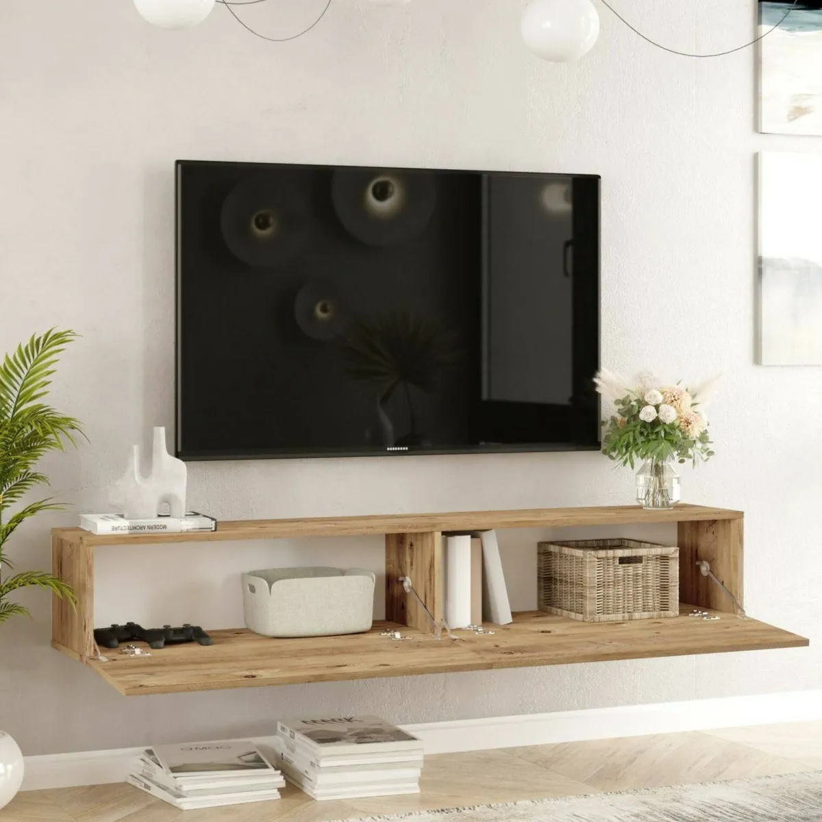 Mobili Porta Tv|Salotto > Dmora Porta TV quercia 180x31x29h cm 2 ante - Pavone Marrone Quercia