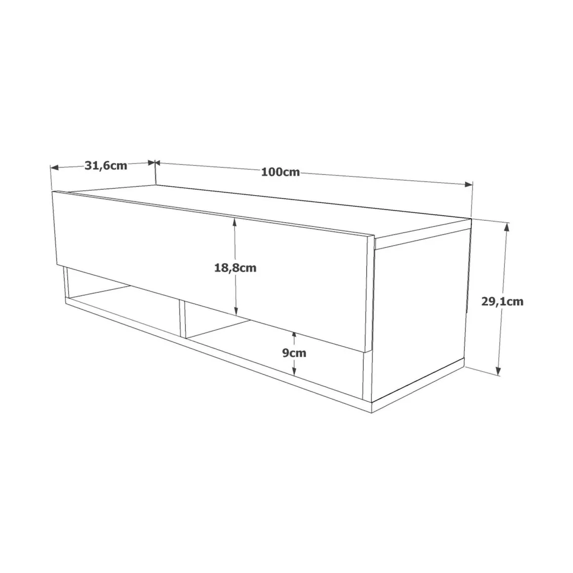 Porta TV quercia 100x31x29h cm in legno - Iva