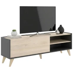 Porta TV rovere e antracite 155x43x47h cm modulabile - Allesia