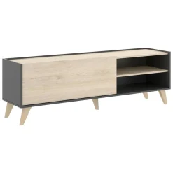 Porta TV rovere e antracite 155x43x47h cm modulabile - Allesia