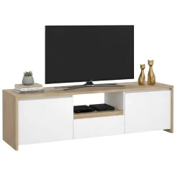 Porta TV rovere e bianco lucido 178x48x51h cm 2 ante e 1 cassetto - Ambivere