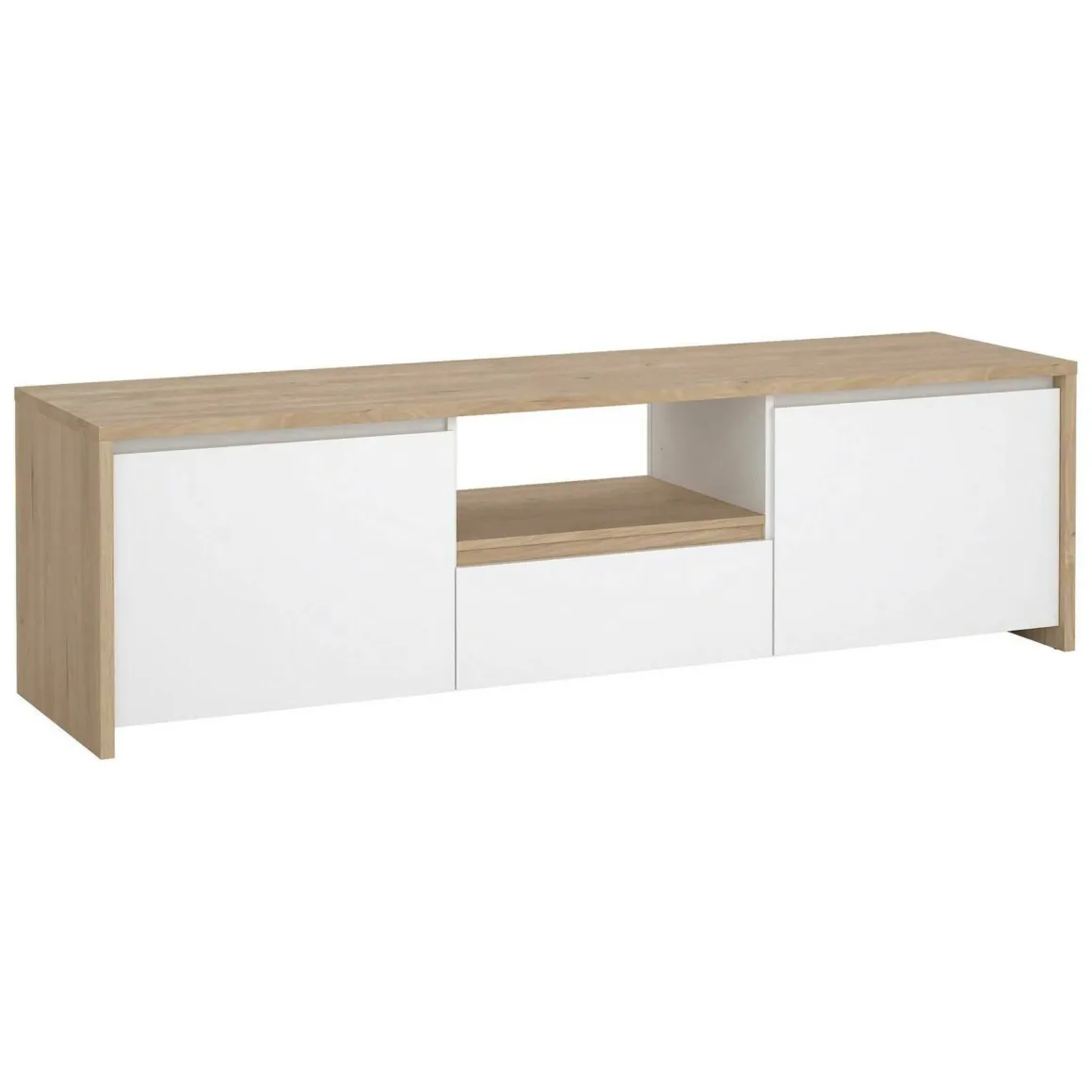 Porta TV rovere e bianco lucido 178x48x51h cm 2 ante e 1 cassetto - Ambivere