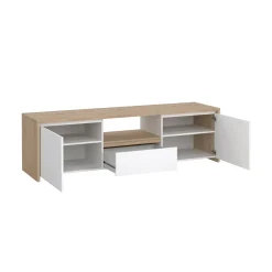 Porta TV rovere e bianco lucido 178x48x51h cm 2 ante e 1 cassetto - Ambivere