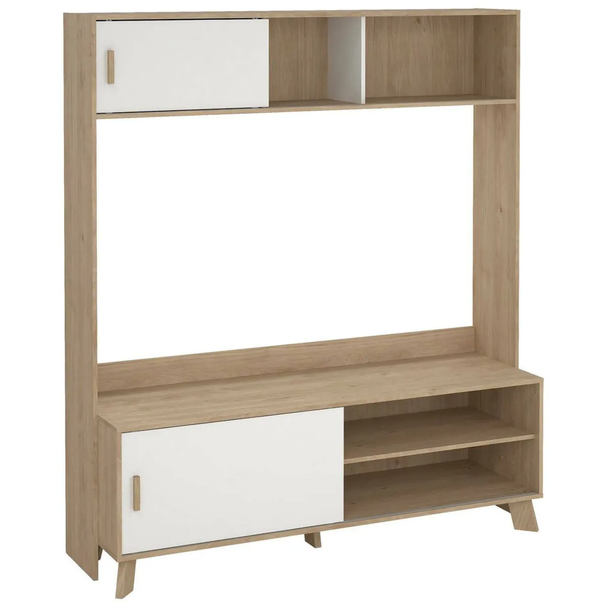 Mobili Porta Tv > Dmora Porta TV rovere e bianco 158x48x180h cm 2 ante - Nicosia Bianco, Marrone Rovere