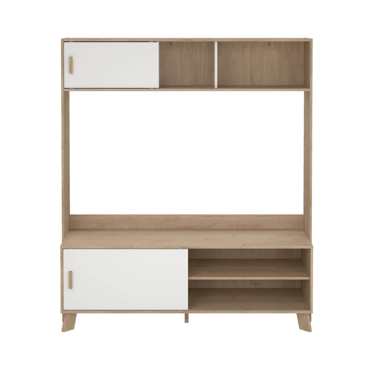 Mobili Porta Tv > Dmora Porta TV rovere e bianco 158x48x180h cm 2 ante - Nicosia Bianco, Marrone Rovere