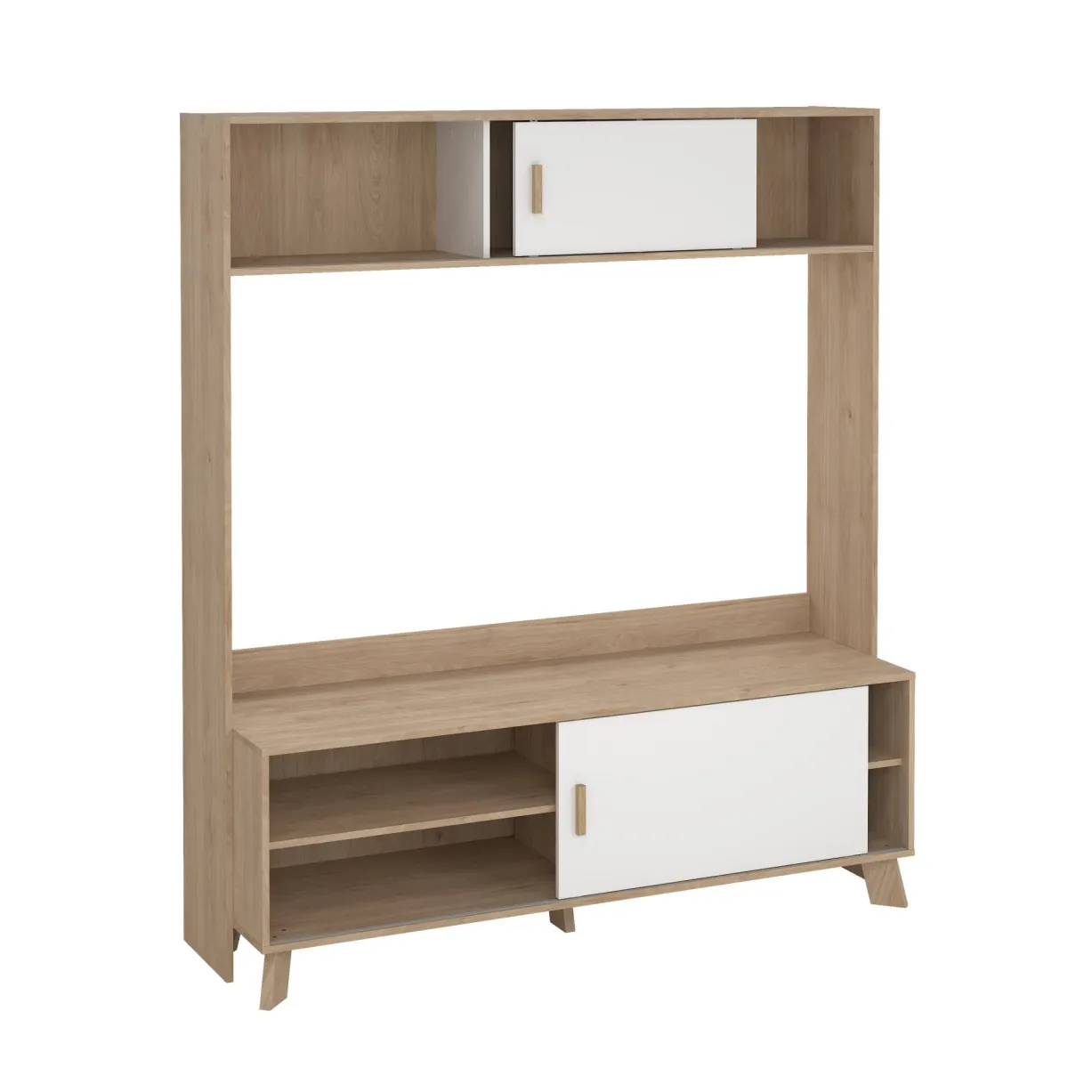 Mobili Porta Tv > Dmora Porta TV rovere e bianco 158x48x180h cm 2 ante - Nicosia Bianco, Marrone Rovere