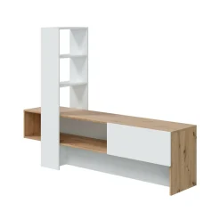 Mobili Porta Tv|Salotto > Dmora Porta TV rovere nodi e bianco lucido 178x43x136h cm in legno - Isa Bianco Lucido, Marrone Rovere Nodi