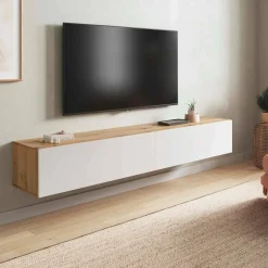 Porta TV rovere nodi e bianco 180x34x28h cm 2 ante - Senectus