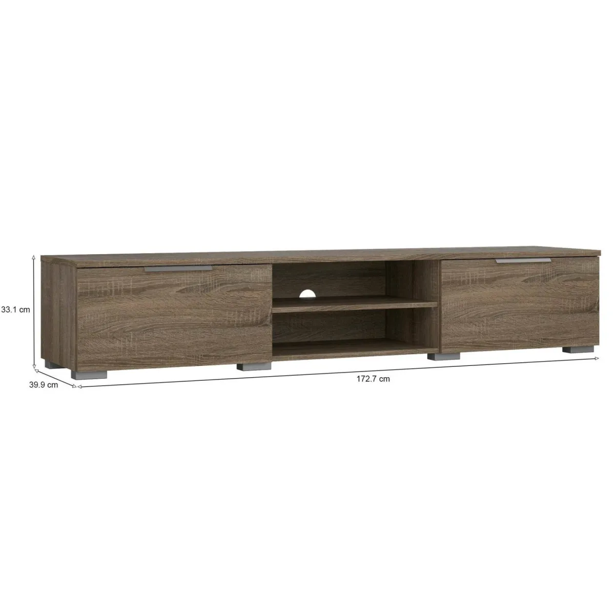 Mobili Porta Tv > Dmora Porta TV rovere 172x39x33h cm 3 ante - Ammiro Marrone Rovere