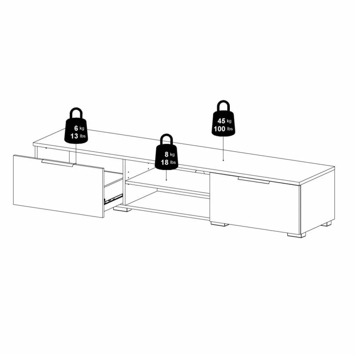 Mobili Porta Tv > Dmora Porta TV rovere 172x39x33h cm 3 ante - Ammiro Marrone Rovere