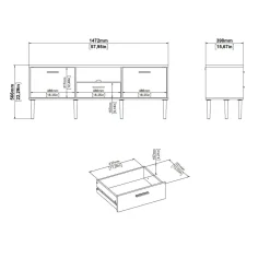 Mobili Porta Tv > Dmora Porta TV rovere 147x39x56h cm 2 ante e 1 cassetto - elie Marrone Rovere