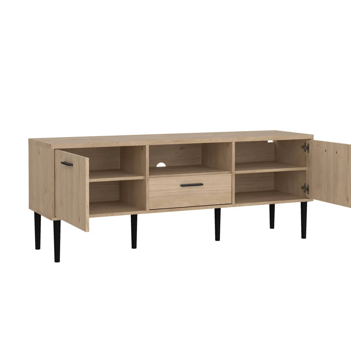 Mobili Porta Tv > Dmora Porta TV rovere 147x39x56h cm 2 ante e 1 cassetto - elie Marrone Rovere