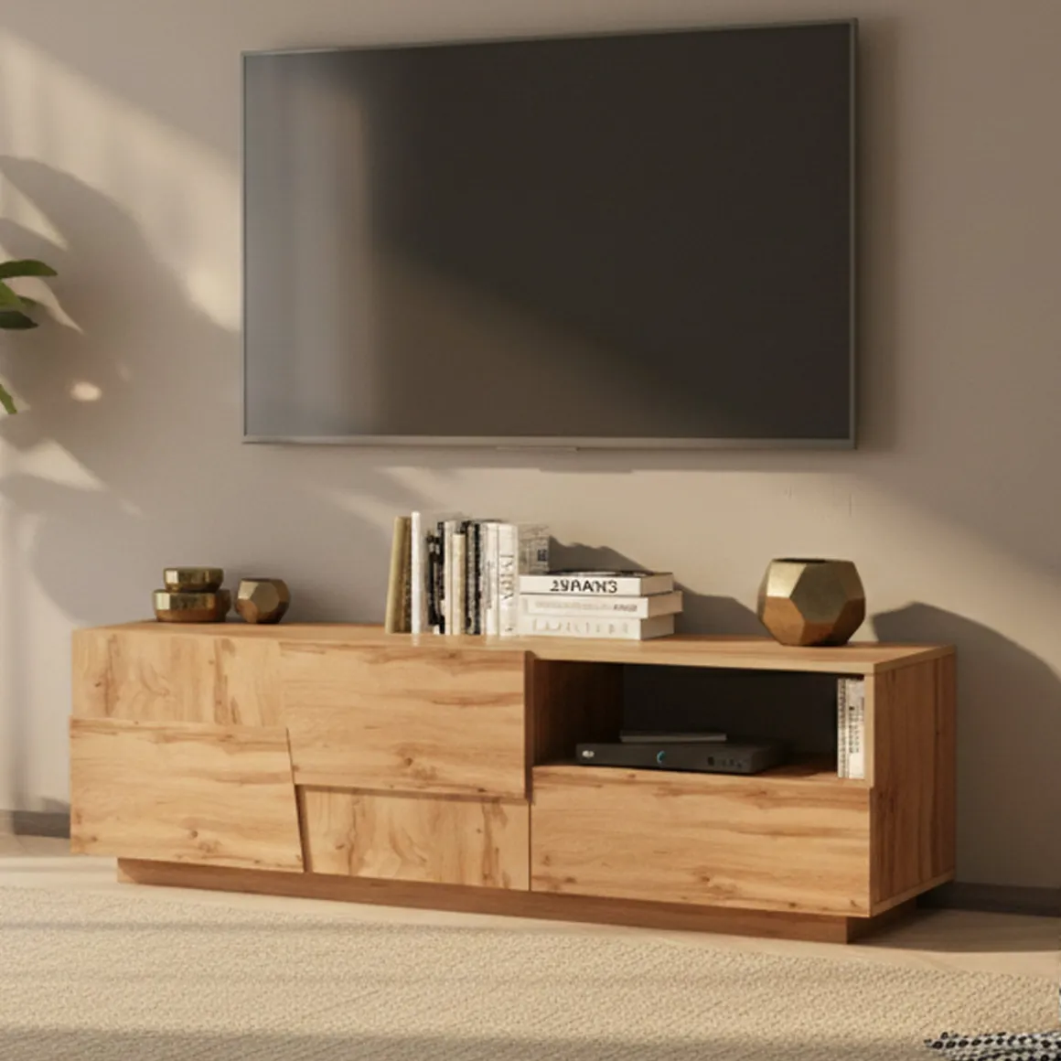 Porta TV rovere 150x44x46h cm 2 ante e 1 cassetto - Cecia