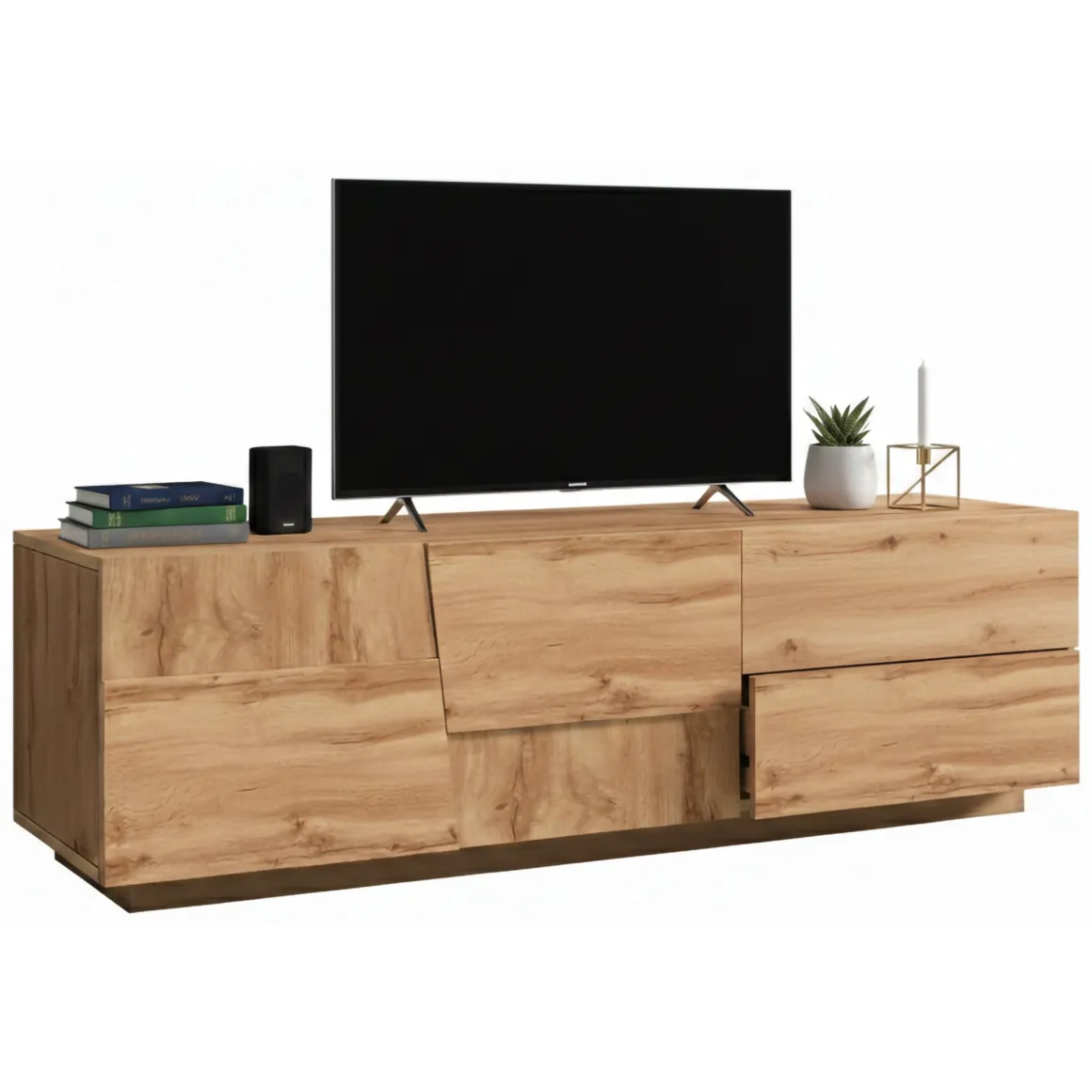 Porta TV rovere 150x44x46h cm 2 ante e 1 cassetto - Cecia