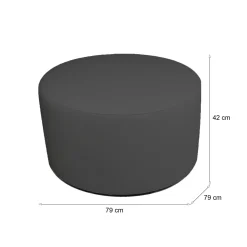 Pouf cilindrico grigio scuro 79x79x42h cm - Anacapri