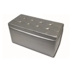 Pouf > Dmora Pouf contenitore imbottito in ecopelle 90x45x45h cm - Felicita Argento