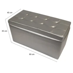 Pouf > Dmora Pouf contenitore imbottito in ecopelle 90x45x45h cm - Felicita Argento