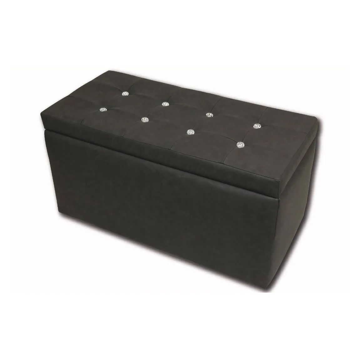 Pouf contenitore porta oggetti in ecopelle 90x45x45h cm grigio - Felicita