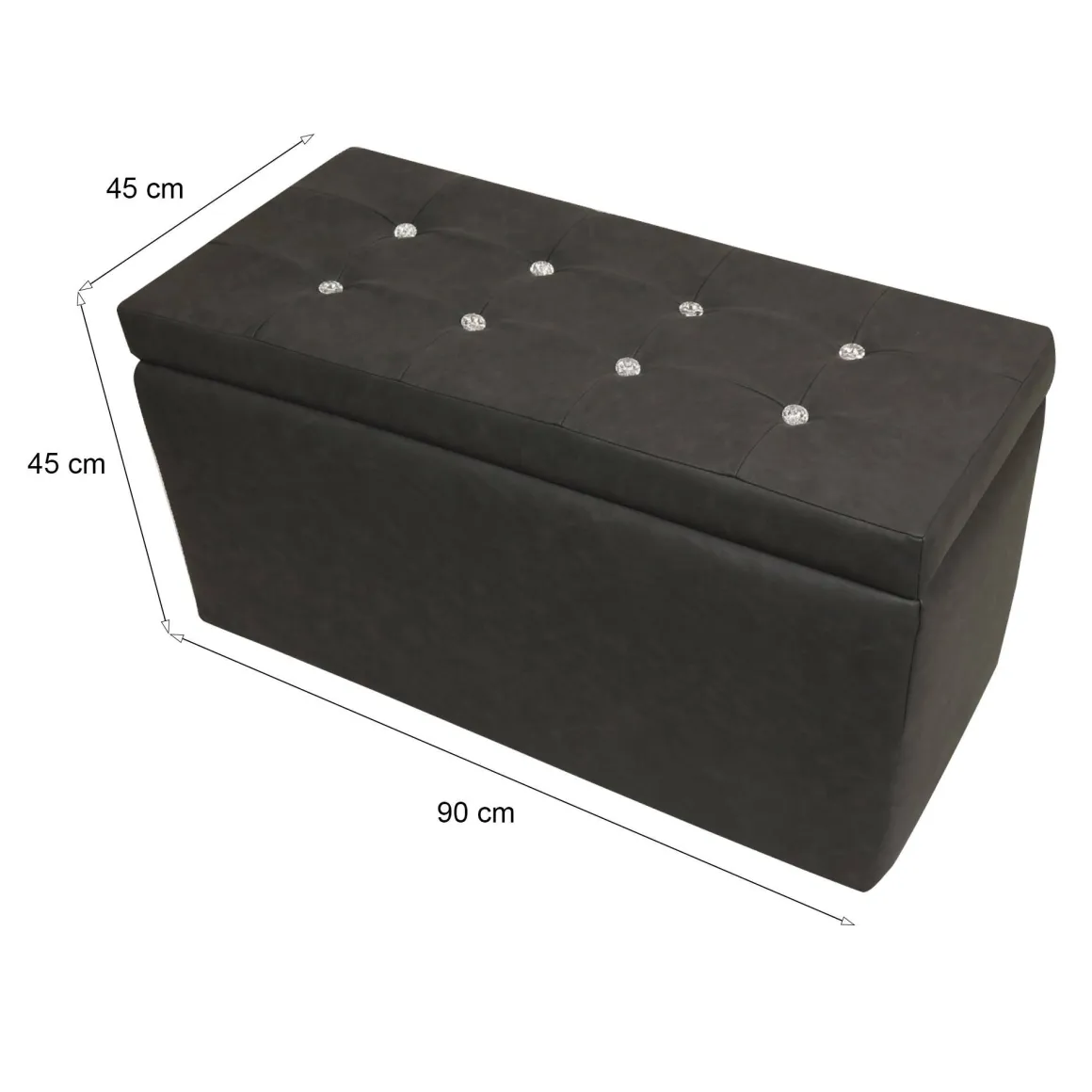 Pouf contenitore porta oggetti in ecopelle 90x45x45h cm grigio - Felicita