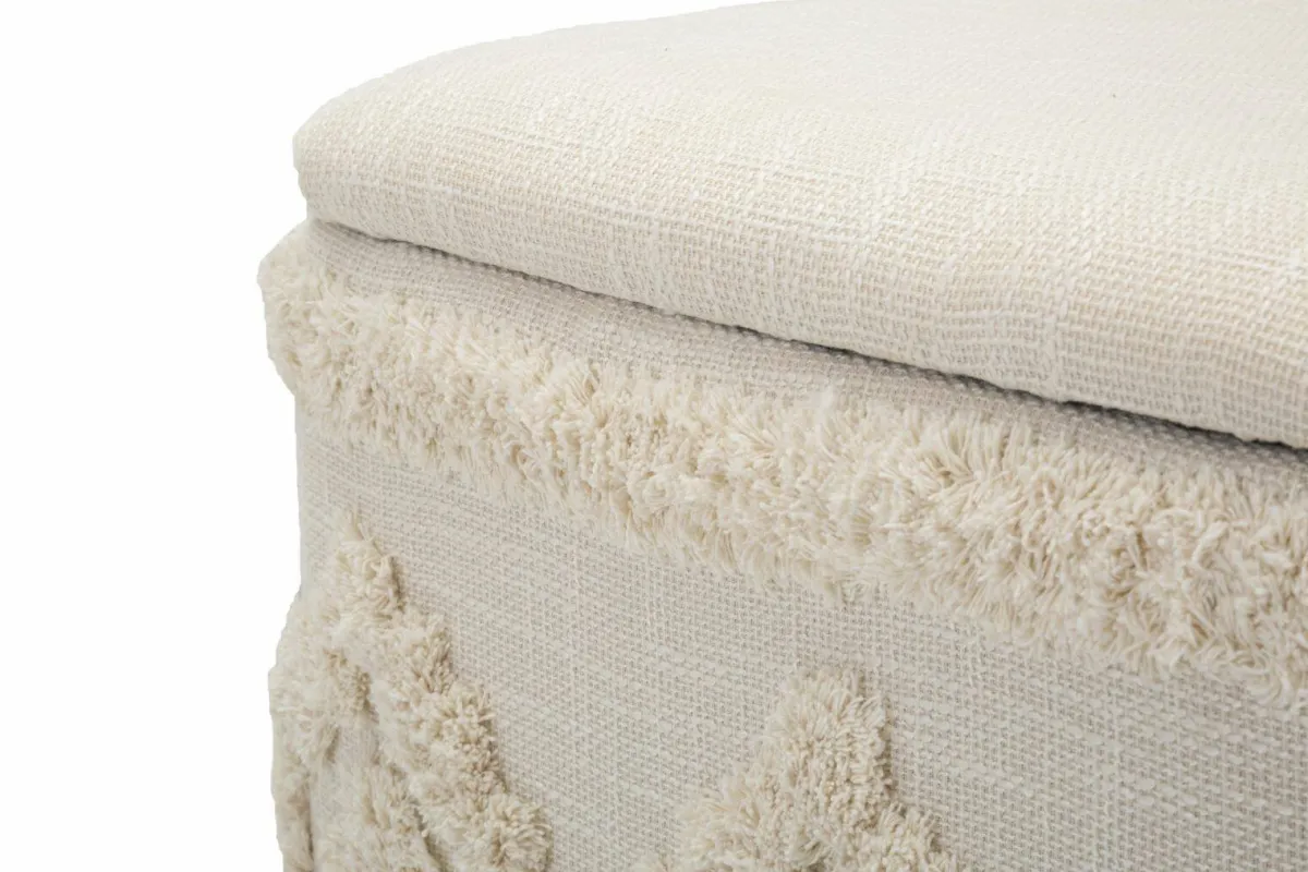 Pouf > Dmora Pouf contenitore quadrato in tessuto 40x40x40h cm - Jarrar Bianco