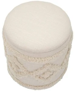 Pouf > Dmora Pouf contenitore rotondo in tessuto 35x35x40h cm - Jarrar Bianco