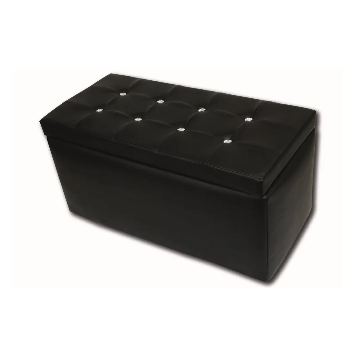 Pouf contenitore salvaspazio in ecopelle 90x45x45h cm nero - Felicita