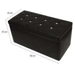 Pouf contenitore salvaspazio in ecopelle 90x45x45h cm nero - Felicita