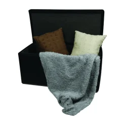 Pouf contenitore salvaspazio in ecopelle 90x45x45h cm nero - Felicita