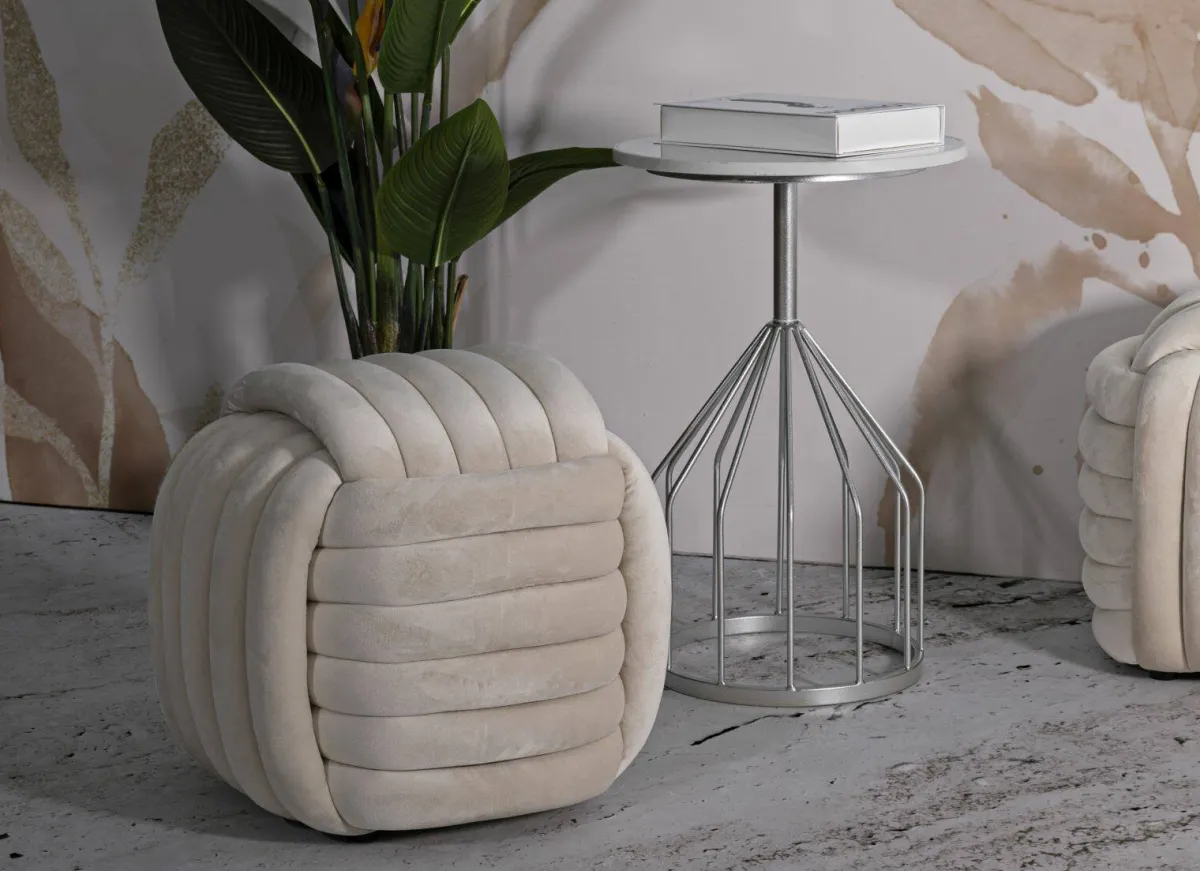 Pouf > Dmora Pouf cubico crema 45x45x45h cm - Bozzente Bianco Crema