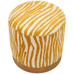 Pouf Giallo Senape oro Effetto Zebrato Forma Rotondo 41x42x41h cm, Colore Struttura oro - Faleli
