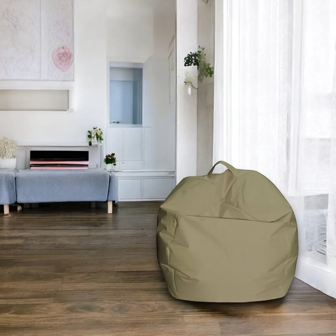 Pouf imbottito beige 65x65x50h cm - Ascia