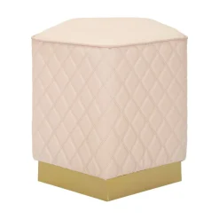 Pouf pentagonale rosa e oro 38x38x38h cm - Suasa