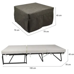 Pouf quadrato marrone 78x78x45h cm - letto Arno