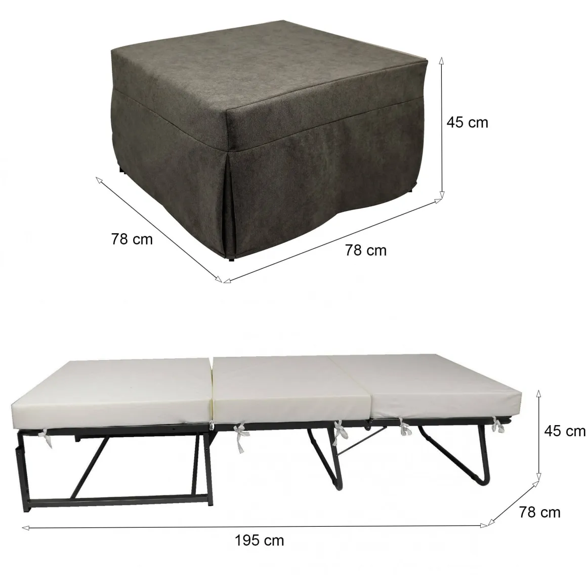 Pouf quadrato marrone 78x78x45h cm - letto Arno