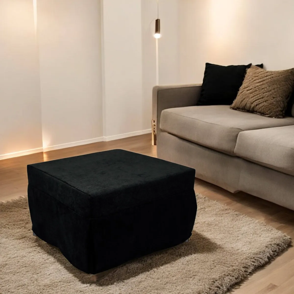 Pouf > Dmora Pouf quadrato 78x78x45h cm - letto Arno Nero