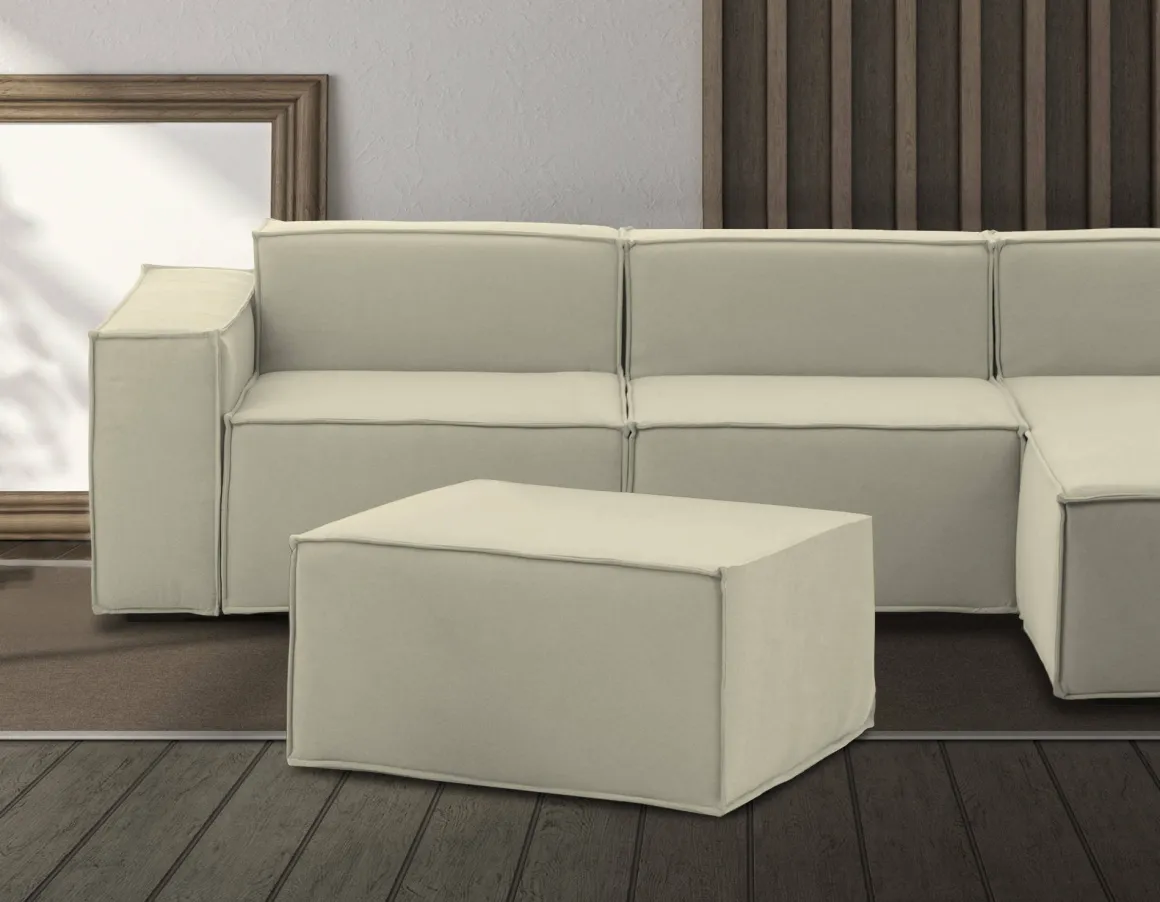 Pouf rettangolare beige 80x70x43h cm - Avolasca