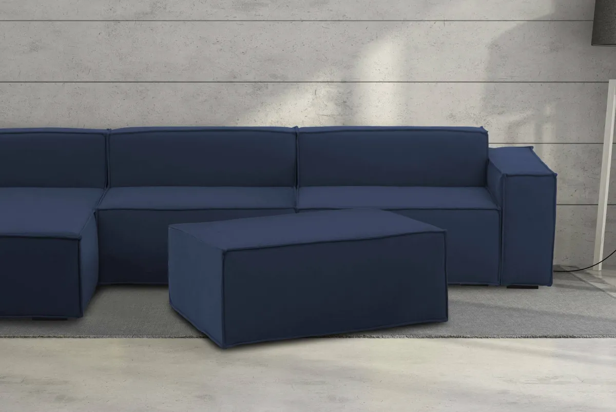 Salotto|Pouf > Dmora Pouf rettangolare 100x70x43h cm - Assisi Blu